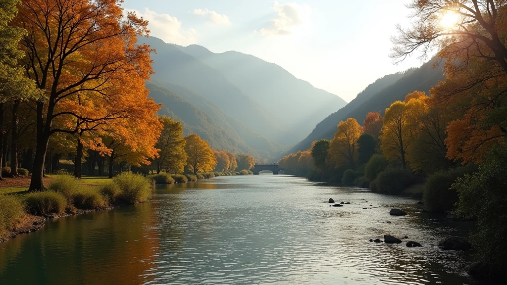 Scenic Neris river valley viewpoint with autumn foliage